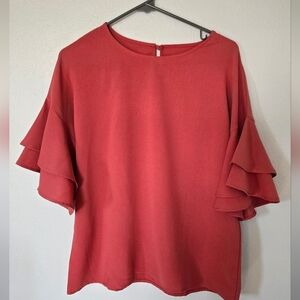 Salmon pink top with bell sleeves size Medium